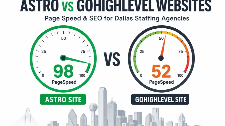 Astro vs GoHighLevel Websites for Dallas Staffing Agencies: Page Speed & SEO Compared (2026)